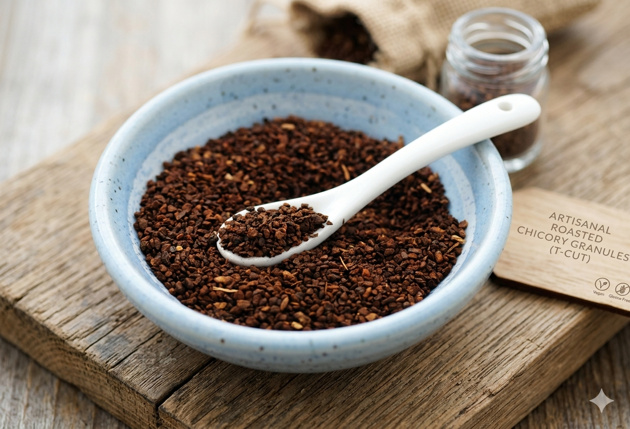 Roasted chicory granules T-cut
